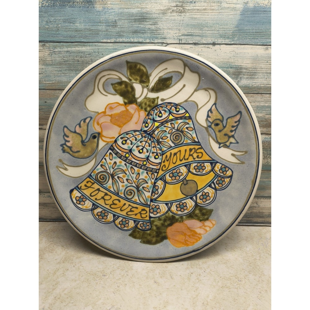 Vintage Signed Janet Rothwoman Forever Yours‎ Ceramic Serving Plate Tray Platter